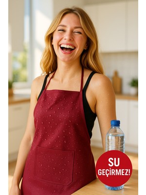 Hig Home Bordo Spunbond Kalın Kumaş ve Su Geçirmez Cepli Mutfak, Aşçı Önlüğü