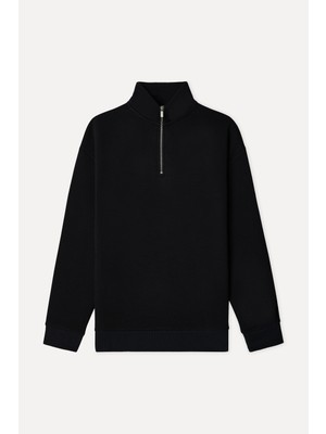 Mudo Erkek Lacivert Dik Yaka Oversize Sweatshirt