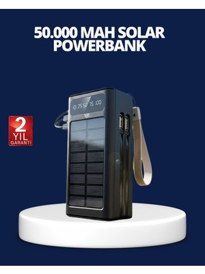 Astraltech Güneş Panelli Powerbank LED Işıklı Taşınabilir Şarj Cihazı