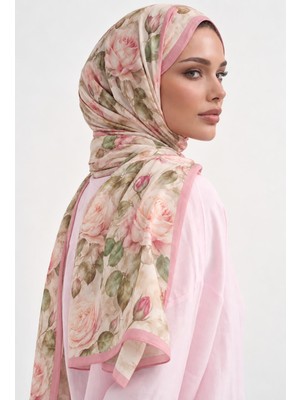 Revam Collection Gül Desen Pembe Pamuk Soft Şal
