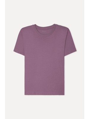 Mudo Kadın Mor Bisiklet Yaka T-Shirt