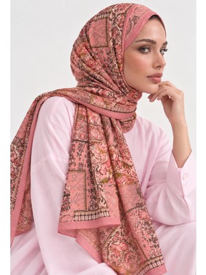 Revam Collection Retro Desen Pamuk Soft Şal Pembe