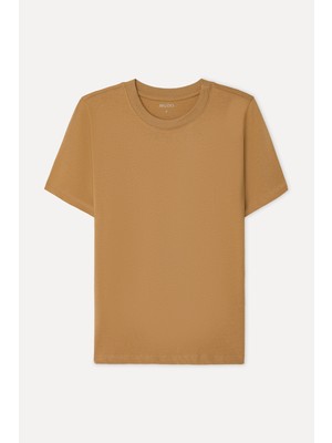 Mudo Kadın Kahverengi Bisiklet Yaka T-Shirt