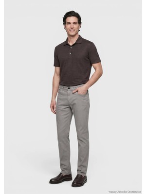 Ramsey Gri Dokuma Slim Fit Casual Pamuk Karışımlı Pantolon