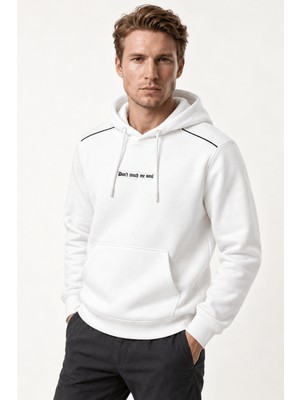Redline Donyt Erkek Yeni Sezon Regular Fit Kapüşonlu Pamuklu Sweartshirt Beyaz