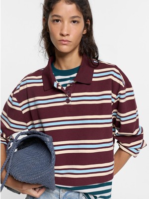 Parfois Kadın Polo Yakalı Çizgili T-Shirt