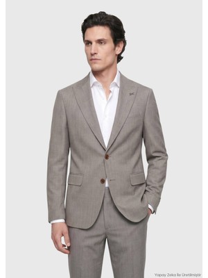 Ramsey Vizon Desenli Zeroweight Slim Fit Yün Karışımlı Takım Elbise