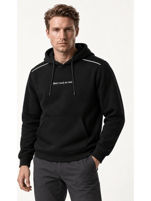 Redline Donyt Erkek Yeni Sezon Regular Fit Kapüşonlu Pamuklu Sweartshirt Siyah
