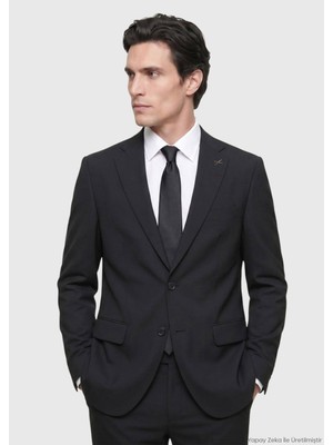 Ramsey Antrasit Çizgili Modern Fit Yün Karışımlı Takım Elbise
