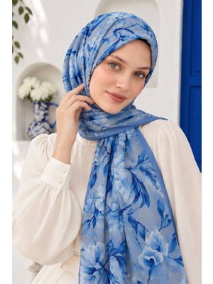 Revam Collection Manolya Desen Pamuk Soft Şal Mavi
