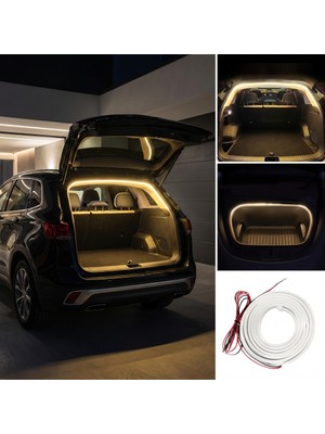 Araba Otomobil Ön Arka Bagaj Içi Aydınlatma Neon LED Şerit Kayar Modlu 12V 4 Metre Sarı
