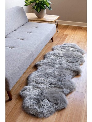 Koyu Gri Kilim Halı Çift Taraflı Makinede Yıkanabilir Mutfak Balkon Banyo Kilimi