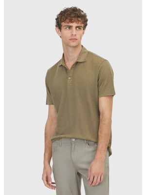 Ramsey Haki Düz %100 Keten T-Shirt