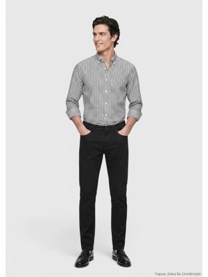 Ramsey Siyah Dokuma Slim Fit Casual Pamuk Karışımlı Pantolon