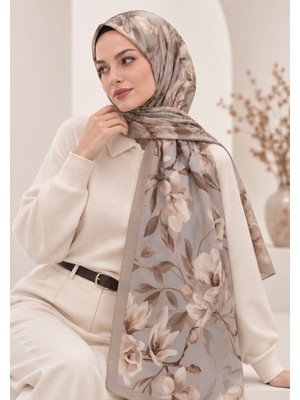 Revam Collection Manolya Desen Pamuk Soft Şal Vizon-Gri
