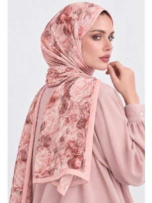 Revam Collection Gül Desen Pamuk Soft Şal Pudra Pembe