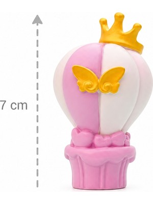Pixxi Pembe Uçan Balon Biblo – Kelebek Detaylı Mini Dekoratif Obje 7 cm