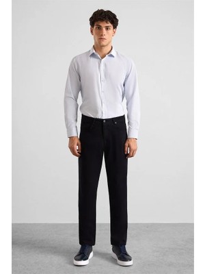 Süvari Siyah Regular Düz Twill Normal Bel Casual Pantolon
