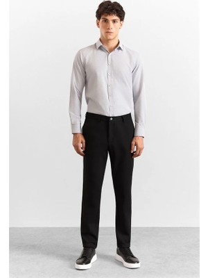 Süvari Siyah Slim Düz Twill Yarım Lastikli Jogger Pantolon