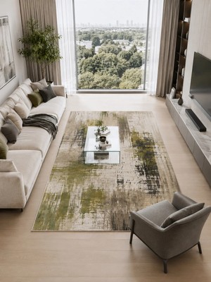 Urban Canvas Modern Soyut Eskitme Desenli Dijital Baskı Kaymaz Taban Yıkanabilir Salon Halısı – 4 Desen ve Farklı Ölçü Seçenekleri Dijital Baskı Halı