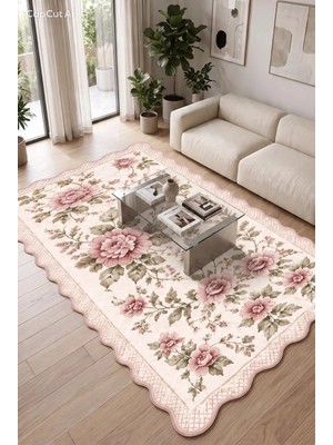 Botanica Luxe Collection English Rose Kişiye Özel Üretim Dekoratif Kaymaz Taban Salon/yatak /oturma Odası Halısı – Dijital Baskı, Yıkanabilir, Farklı Ölçü Seçenekleri Dijital Baskı Halı