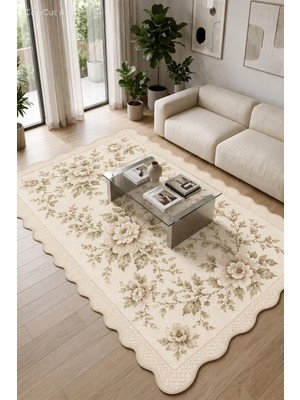 Botanica Luxe Collection English Rose Kişiye Özel Üretim Dekoratif Kaymaz Taban Salon/yatak /oturma Odası Halısı – Dijital Baskı, Yıkanabilir, Farklı Ölçü Seçenekleri Dijital Baskı Halı
