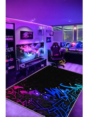 Gamer Collection Kişiye Özel Üretim Dekoratif Kaymaz Taban Oyun Odası Halısı – Dijital Baskı Yıkanabilir – Farklı Ölçü Seçenekleri Dijital Baskı Halı