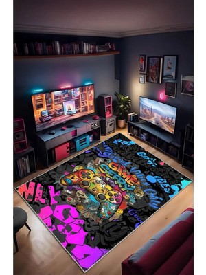 Gamer Collection Kişiye Özel Üretim Dekoratif Kaymaz Taban Oyun Odası Halısı – Dijital Baskı Yıkanabilir – Farklı Ölçü Seçenekleri Dijital Baskı Halı