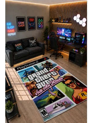 Gamer Collection Kişiye Özel Üretim Dekoratif Kaymaz Taban Oyun Odası Halısı – Dijital Baskı Yıkanabilir – Farklı Ölçü Seçenekleri Dijital Baskı Halı