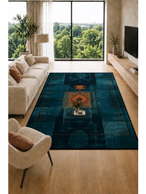 Urban Geometry Soyut Geometrik Desenli Modern Dijital Baskı Halı – Kaymaz Taban Yıkanabilir Salon Oturma Odası Halısı - Farklı Ölçü Seçenekleri