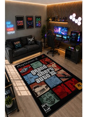 Gamer Collection Kişiye Özel Üretim Dekoratif Kaymaz Taban Oyun Odası Halısı – Dijital Baskı Yıkanabilir – Farklı Ölçü Seçenekleri Dijital Baskı Halı