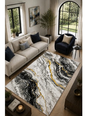 Gılded Marble Collectıon Kişiye Özel Üretim Dekoratif Kaymaz Taban Mutfak-Salon-Hol-Yatak Odası-Genç Odası Halısı – Dijital Baskı Yıkanabilir – Farklı Ölçü Seçenekleri Dijital Baskı Halı