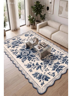 Botanica Luxe Collection English Rose Kişiye Özel Üretim Dekoratif Kaymaz Taban Salon/yatak /oturma Odası Halısı – Dijital Baskı, Yıkanabilir, Farklı Ölçü Seçenekleri Dijital Baskı Halı