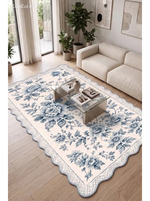 Botanica Luxe Collection English Rose Kişiye Özel Üretim Dekoratif Kaymaz Taban Salon/yatak /oturma Odası Halısı – Dijital Baskı, Yıkanabilir, Farklı Ölçü Seçenekleri Dijital Baskı Halı