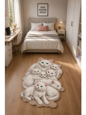 Kedi Köpek Figürlü Düzensiz Kesim Dekoratif Halı – Dijital Baskılı Kaymaz Taban Yıkanabilir Evcil Dostlar Halısı , Farklı Ölçü Seçenekleri Dijital Baskı Halı