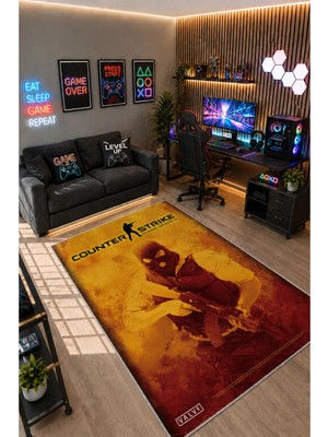 Gamer Collection Kişiye Özel Üretim Dekoratif Kaymaz Taban Oyun Odası Halısı – Dijital Baskı Yıkanabilir – Farklı Ölçü Seçenekleri Dijital Baskı Halı