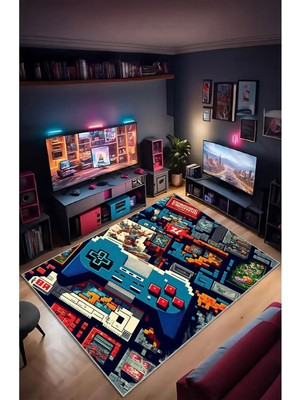 Gamer Collection Kişiye Özel Üretim Dekoratif Kaymaz Taban Oyun Odası Halısı – Dijital Baskı Yıkanabilir – Farklı Ölçü Seçenekleri Dijital Baskı Halı