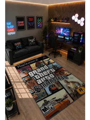 Gamer Collection Kişiye Özel Üretim Dekoratif Kaymaz Taban Oyun Odası Halısı – Dijital Baskı Yıkanabilir – Farklı Ölçü Seçenekleri Dijital Baskı Halı