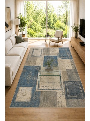 Urban Patchwork Modern Geometrik ve Eskitme Desenli Dijital Baskı Kaymaz Taban Yıkanabilir Salon Halısı – 5 Desen ve Farklı Ölçü Seçenekleri Dijital Baskı Halı
