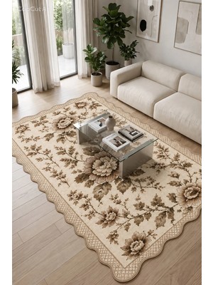 Botanica Luxe Collection English Rose Kişiye Özel Üretim Dekoratif Kaymaz Taban Salon/yatak /oturma Odası Halısı – Dijital Baskı, Yıkanabilir, Farklı Ölçü Seçenekleri Dijital Baskı Halı