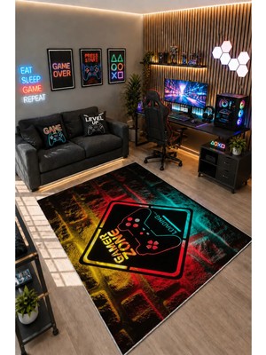 Gamer Collection Kişiye Özel Üretim Dekoratif Kaymaz Taban Oyun Odası Halısı – Dijital Baskı Yıkanabilir – Farklı Ölçü Seçenekleri Dijital Baskı Halı