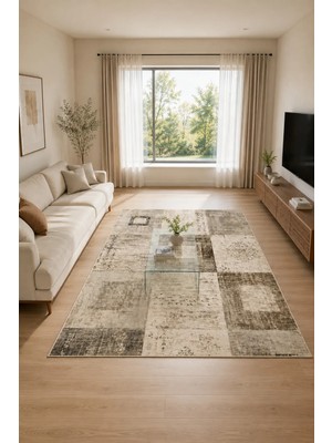 Urban Patchwork Modern Geometrik ve Eskitme Desenli Dijital Baskı Kaymaz Taban Yıkanabilir Salon Halısı – 5 Desen ve Farklı Ölçü Seçenekleri Dijital Baskı Halı