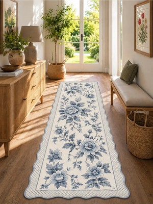 Zng Design Home Botanica Luxe Collection English Rose Kişiye Özel Üretim Dekoratif Kaymaz Taban Antre/hol Halısı – Dijital Baskı, Yıkanabilir, Farklı Ölçü Seçenekleri
