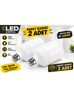 LED Ampul 60W Beyaz Işık CT-4328 2 Adet