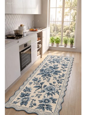 Zng Design Home Botanica Luxe Collection English Rose Kişiye Özel Üretim Dekoratif Kaymaz Taban Mutfak Halısı – Dijital Baskı, Yıkanabilir, Farklı Ölçü Seçenekleri