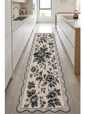 Zng Design Home Botanica Luxe Collection English Rose Kişiye Özel Üretim Dekoratif Kaymaz Taban Mutfak Halısı – Dijital Baskı, Yıkanabilir, Farklı Ölçü Seçenekleri