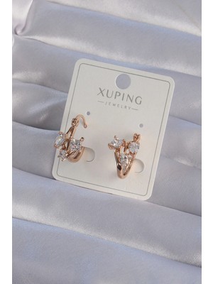 Uravas Store Xuping Rose Renk Zirkon Taşlı Halka Küpe