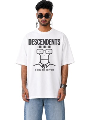 Fuddy Moda Unisex Descendents Cool To Be You Baskılı Bisiklet Yaka Tişört, Oversize Rock Band Temalı Tshirt
