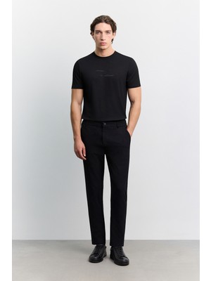 AVVA Erkek Siyah Yanı Lastikli Teknik Slim Fit Pantolon A62Y3077