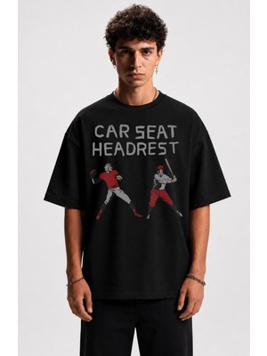 Fuddy Moda Unisex Oversize Rock Band Car Seat Headrest Baskılı Bisiklet Yaka Tişört